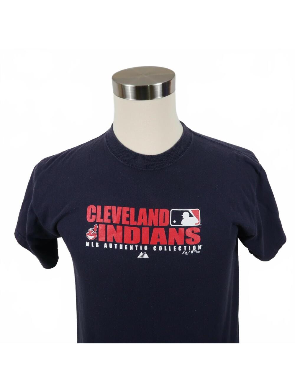 MLB Cleveland Indians Boys Navy Blue T Shirt by Majestic Youth XL